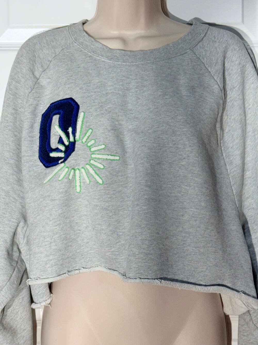OFFLINE by Aerie Cropped Gray Graphic Sweatshirt, Women's Size XL